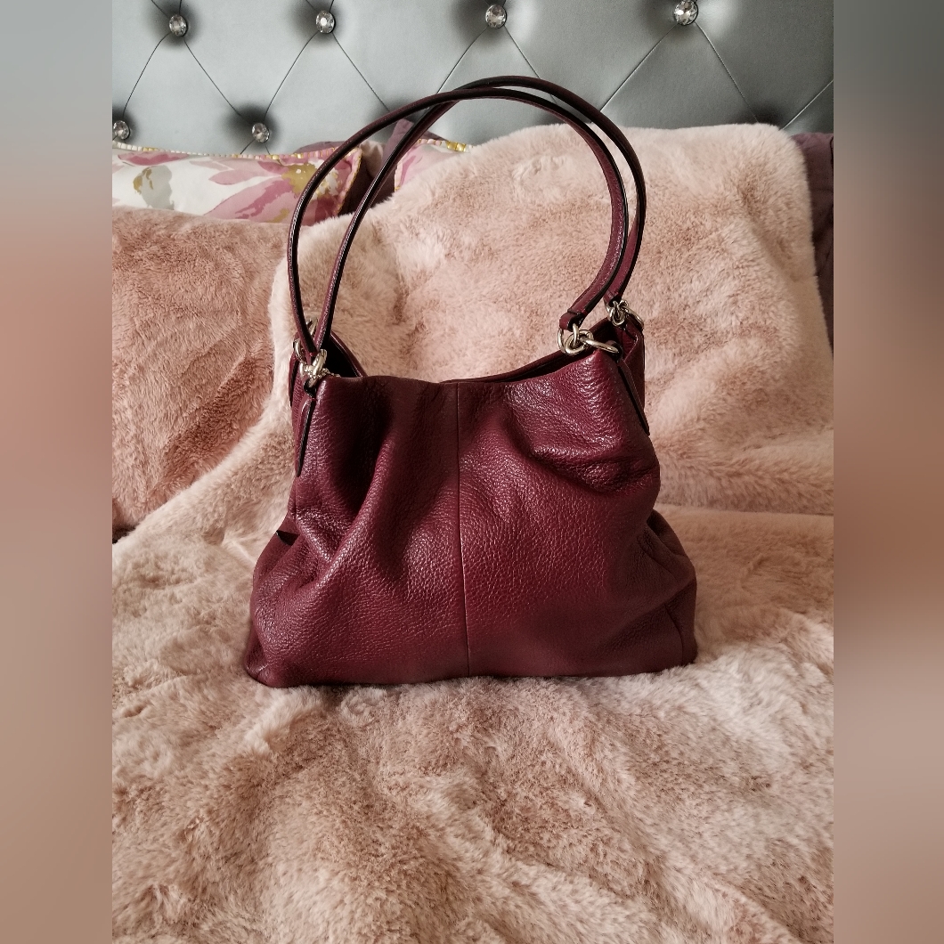 Coach Maroon Pebbled Leather